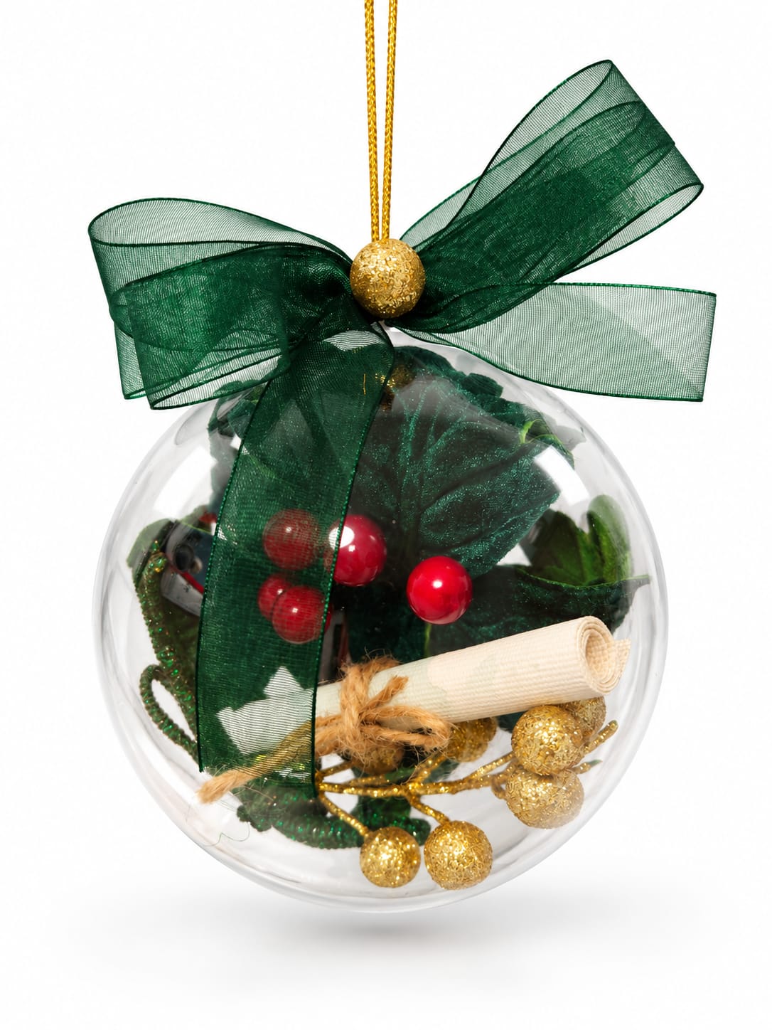 Pallina con pergamena Verde | Decorazione natalizia - immagine 2